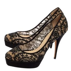 Oscar De La Renta Black Lace And Satin Platform Pumps Size 40 For Women -Oscar de la Renta Sales Shop luxury women oscar de la rentaslug used shoes p616769 007