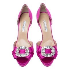 Oscar De La Renta Pink Satin Embellished D' Orsay Pumps Size 40 For Women -Oscar de la Renta Sales Shop luxury women oscar de la rentaslug used shoes p618917 001