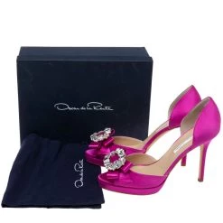 Oscar De La Renta Pink Satin Embellished D' Orsay Pumps Size 40 For Women -Oscar de la Renta Sales Shop luxury women oscar de la rentaslug used shoes p618917 007