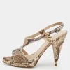 Oscar De La Renta Beige/Brown Python Leather Platform Ankle Strap Sandals Size 40 For Women -Oscar de la Renta Sales Shop luxury women oscar de la rentaslug used shoes p624200 001