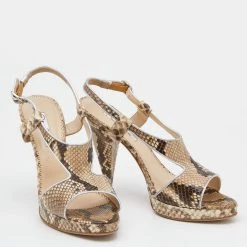 Oscar De La Renta Beige/Brown Python Leather Platform Ankle Strap Sandals Size 40 For Women 13 Oscar De La Renta Beige/Brown Python Leather Platform Ankle Strap Sandals Size 40 For Women -Oscar de la Renta Sales Shop luxury women oscar de la rentaslug used shoes p624200 004