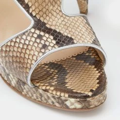 Oscar De La Renta Beige/Brown Python Leather Platform Ankle Strap Sandals Size 40 For Women 16 Oscar De La Renta Beige/Brown Python Leather Platform Ankle Strap Sandals Size 40 For Women -Oscar de la Renta Sales Shop luxury women oscar de la rentaslug used shoes p624200 005
