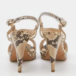 Oscar De La Renta Beige/Brown Python Leather Platform Ankle Strap Sandals Size 40 For Women 14 Oscar De La Renta Beige/Brown Python Leather Platform Ankle Strap Sandals Size 40 For Women -Oscar de la Renta Sales Shop luxury women oscar de la rentaslug used shoes p624200 006