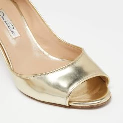 Oscar De La Renta Gold Leather Peep-Toe Pumps Size 37 For Women 17 Oscar De La Renta Gold Leather Peep-Toe Pumps Size 37 For Women -Oscar de la Renta Sales Shop luxury women oscar de la rentaslug used shoes p631078 005