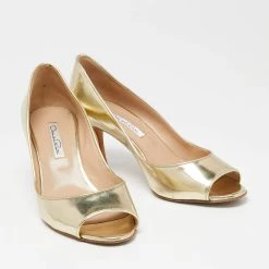 Oscar De La Renta Gold Leather Peep-Toe Pumps Size 37 For Women 14 Oscar De La Renta Gold Leather Peep-Toe Pumps Size 37 For Women -Oscar de la Renta Sales Shop luxury women oscar de la rentaslug used shoes p631078 006
