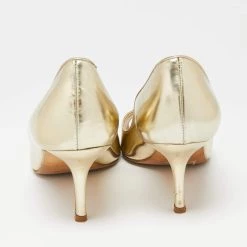 Oscar De La Renta Gold Leather Peep-Toe Pumps Size 37 For Women 15 Oscar De La Renta Gold Leather Peep-Toe Pumps Size 37 For Women -Oscar de la Renta Sales Shop luxury women oscar de la rentaslug used shoes p631078 007