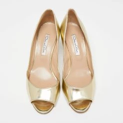 Oscar De La Renta Gold Leather Peep-Toe Pumps Size 37 For Women 13 Oscar De La Renta Gold Leather Peep-Toe Pumps Size 37 For Women -Oscar de la Renta Sales Shop luxury women oscar de la rentaslug used shoes p631078 008