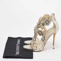 Oscar De La Renta Metallic Gold Crinkled Leather Ambria Embroidered Cut Out Sandals Size 39 For Women -Oscar de la Renta Sales Shop luxury women oscar de la rentaslug used shoes p631447 001