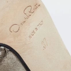 Oscar De La Renta Grey Suede Block Heel Booties Size 37 For Women -Oscar de la Renta Sales Shop luxury women oscar de la rentaslug used shoes p637815 008