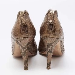 Oscar De La Renta Btown/Gold Python Booties Size 40.5 For Women -Oscar de la Renta Sales Shop luxury women oscar de la rentaslug used shoes p661706 005