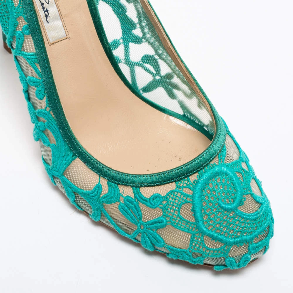 Oscar De La Renta Green Lace And Mesh Pumps Size 41 For Women 9 Oscar De La Renta Green Lace And Mesh Pumps Size 41 For Women - Image 7