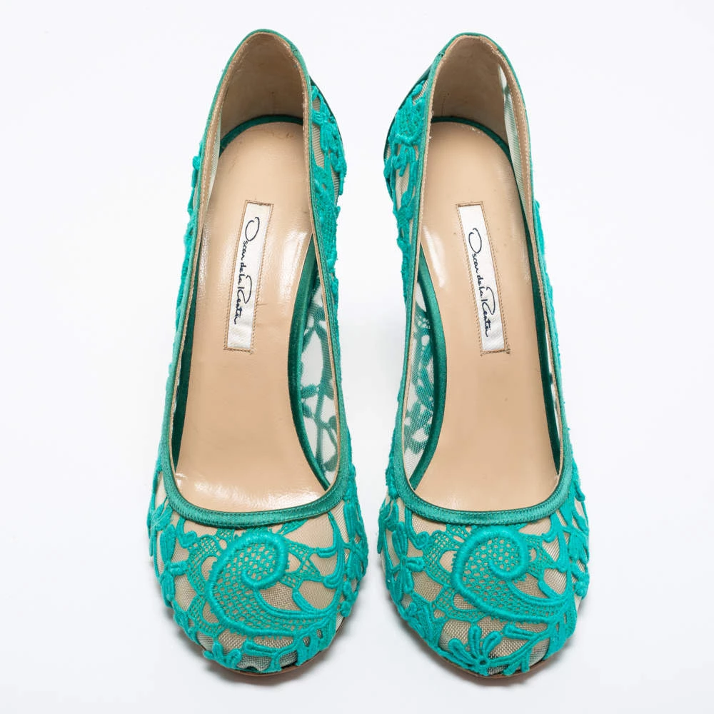 Oscar De La Renta Green Lace And Mesh Pumps Size 41 For Women 5 Oscar De La Renta Green Lace And Mesh Pumps Size 41 For Women - Image 3