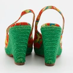 Oscar De La Renta Multicolor Fabric Espadrille Platform Wedge Peep-Toe Slingback Sandals Size 40 For Women -Oscar de la Renta Sales Shop luxury women oscar de la rentaslug used shoes p685899 007