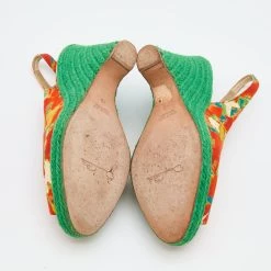 Oscar De La Renta Multicolor Fabric Espadrille Platform Wedge Peep-Toe Slingback Sandals Size 40 For Women -Oscar de la Renta Sales Shop luxury women oscar de la rentaslug used shoes p685899 008