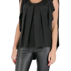 Oscar De La Renta Black Silk Pleated Draped Front Sleeveless Top S For Women -Oscar de la Renta Sales Shop luxury women used clothes p204089 001