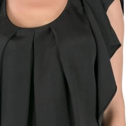 Oscar De La Renta Black Silk Pleated Draped Front Sleeveless Top S For Women -Oscar de la Renta Sales Shop luxury women used clothes p204089 003