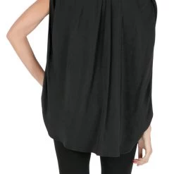 Oscar De La Renta Black Silk Pleated Draped Front Sleeveless Top S For Women -Oscar de la Renta Sales Shop luxury women used clothes p204089 005
