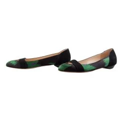 Oscar De La Renta Multicolor Printed Satin And Suede Ballet Flats Size 38.5 For Women -Oscar de la Renta Sales Shop luxury women used shoes p203633 001