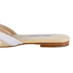 Oscar De La Renta Oscar De Renta Beige And White Embroidered Raffia Calista Slippers Size 37 For Women -Oscar de la Renta Sales Shop luxury women used shoes p203995 004