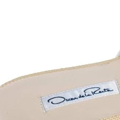 Oscar De La Renta Oscar De Renta Beige And White Embroidered Raffia Calista Slippers Size 37 For Women -Oscar de la Renta Sales Shop luxury women used shoes p203995 005