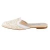 Oscar De La Renta Oscar De Renta Beige And White Embroidered Raffia Calista Slippers Size 37 For Women